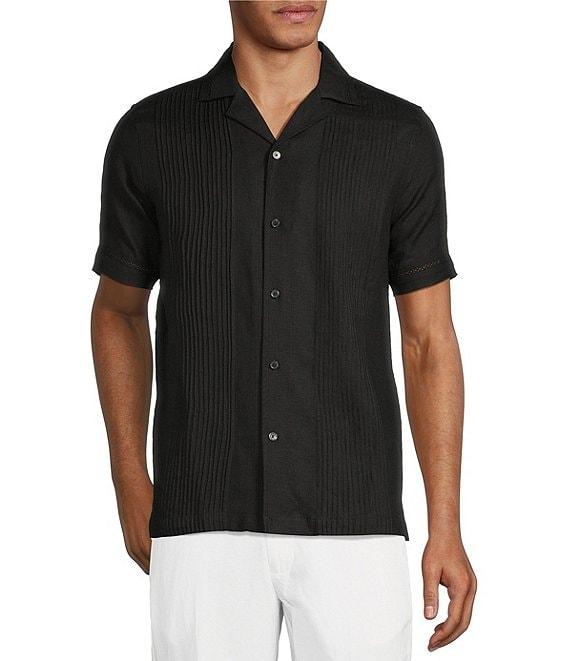 Murano Baird McNutt Linen Striped Short Sleeve Woven Camp Shirt Product Image
