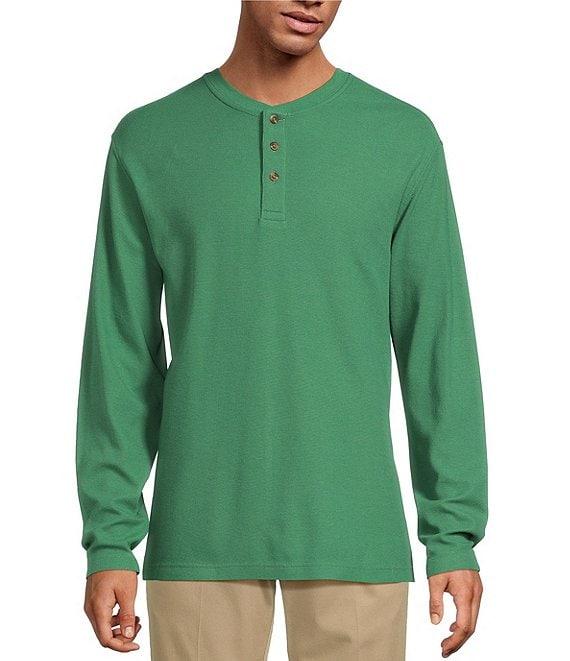 Roundtree & Yorke Long Sleeve Solid Waffle Henley Shirt Product Image