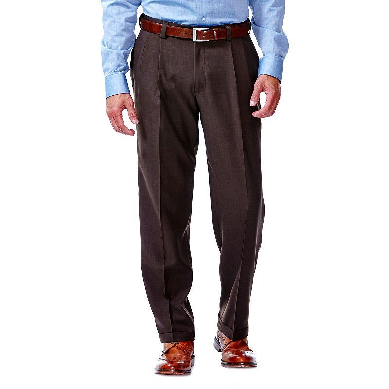 Men's Haggar® eCLo™ Stria Classic-Fit Hidden Expandable Waist Pleated Dress Pants,  Product Image