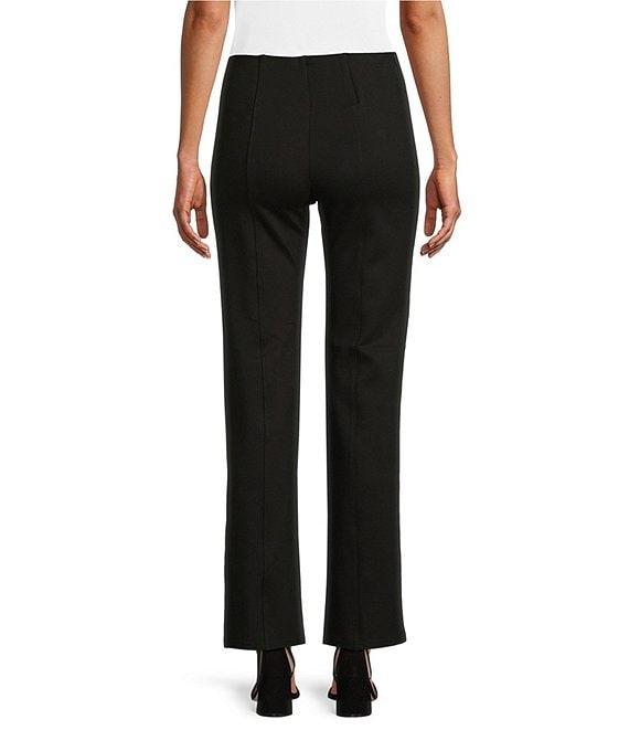 Slim Factor by Investments Ponte Knit No Waist Slim Straight Vertical Contrast Seam Pants Product Image