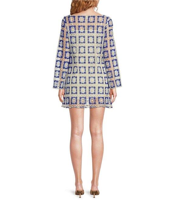 Chelsea & Violet Twiggy Square Neck Long Sleeve Crochet Lace Dress Product Image