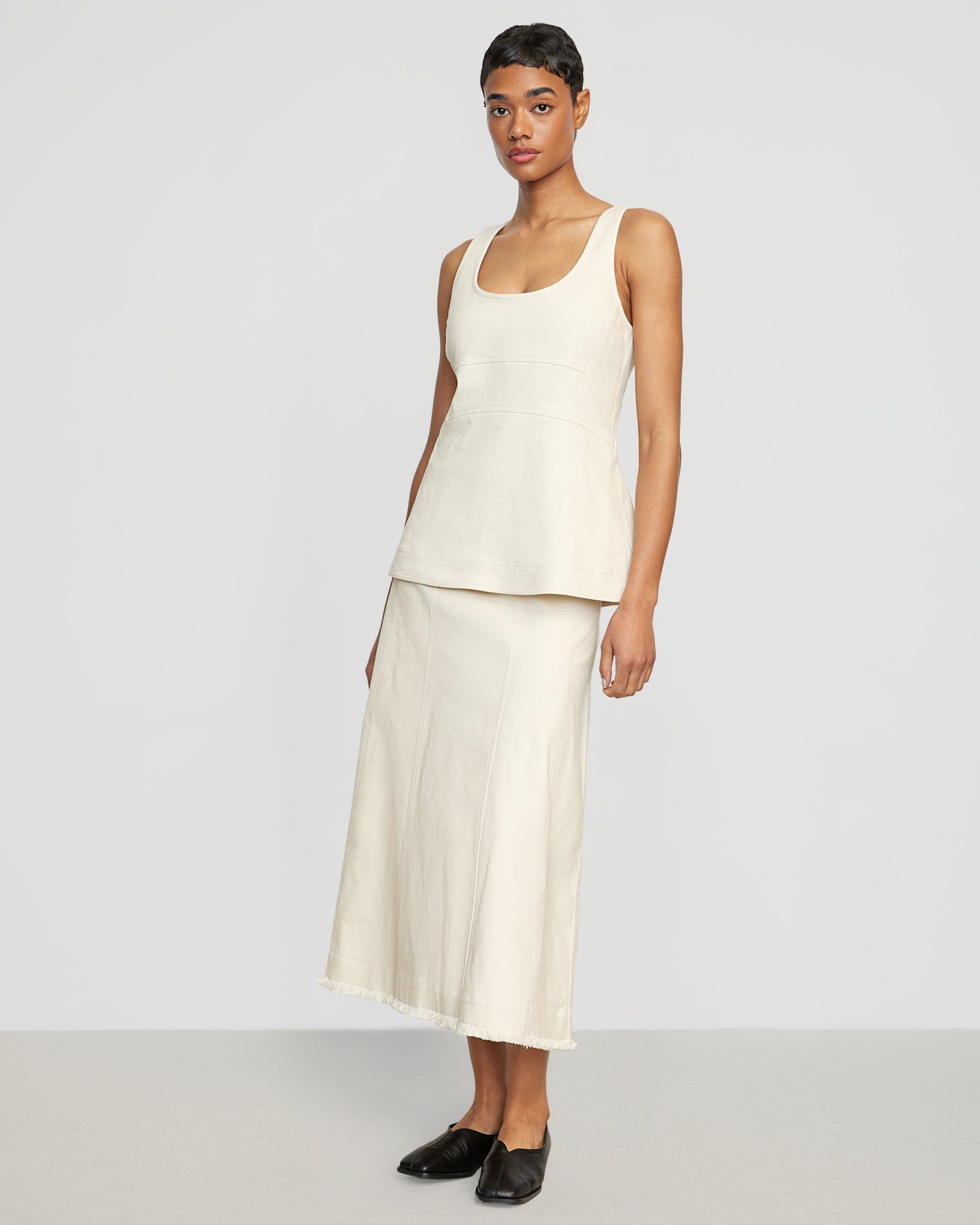 Saskia Front-Seam Cotton Twill Skirt Product Image