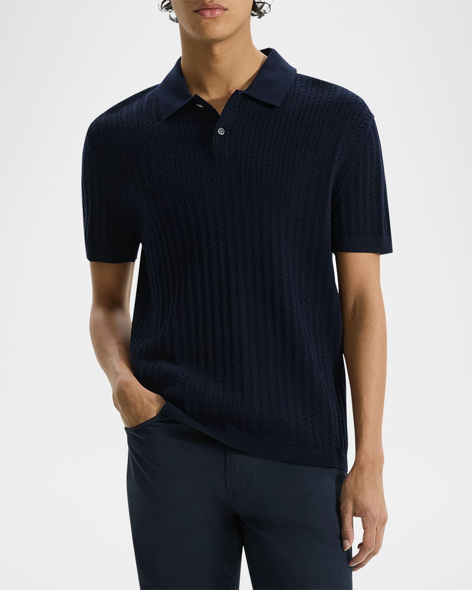 Men's Cable-Knit Polo Sweater Product Image
