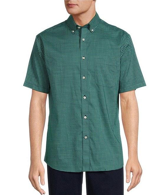 Gold Label Roundtree & Yorke Non-Iron Short Sleeve Micro Plaid Oxford Sport Shirt Product Image