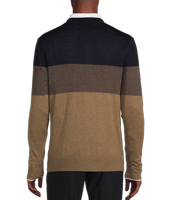 Daniel Cremieux Signature Label Long Sleeve Supima Cotton Color Block Knit Sweater Product Image