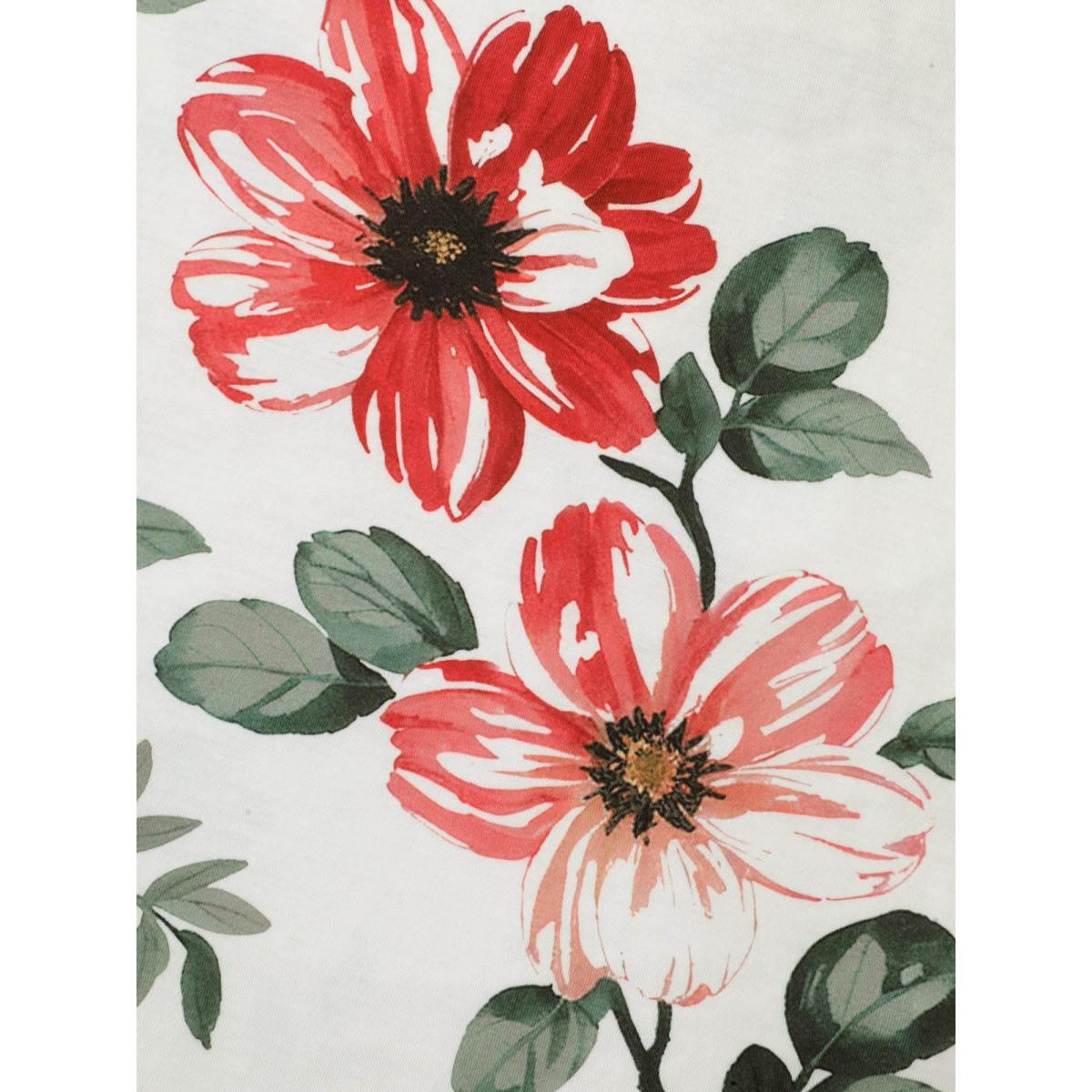 Plus Size Multi-Color Floral Print V-Neck T-Shirt Multicolor Women Timeless Non Natural Flowers V-neck Elegant T-shirts BloomChic 12/L Product Image