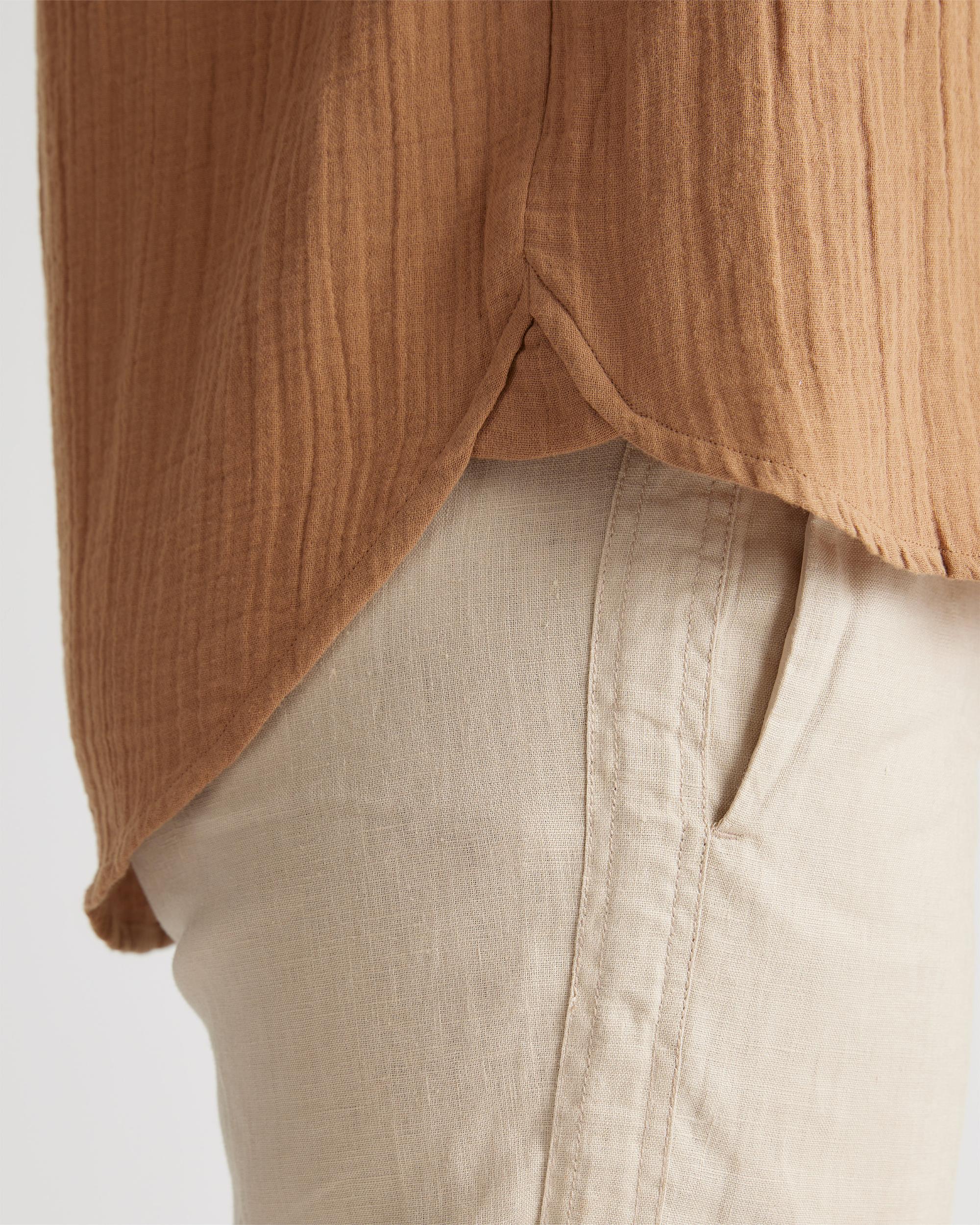 Quince | Women's Gauze Roll Sleeve Shirt Organic Cotton Product Image
