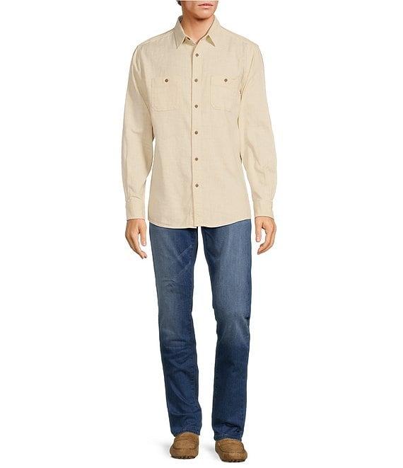 Rowm Long Sleeve Solid Slub Button Front Woven Shirt Product Image