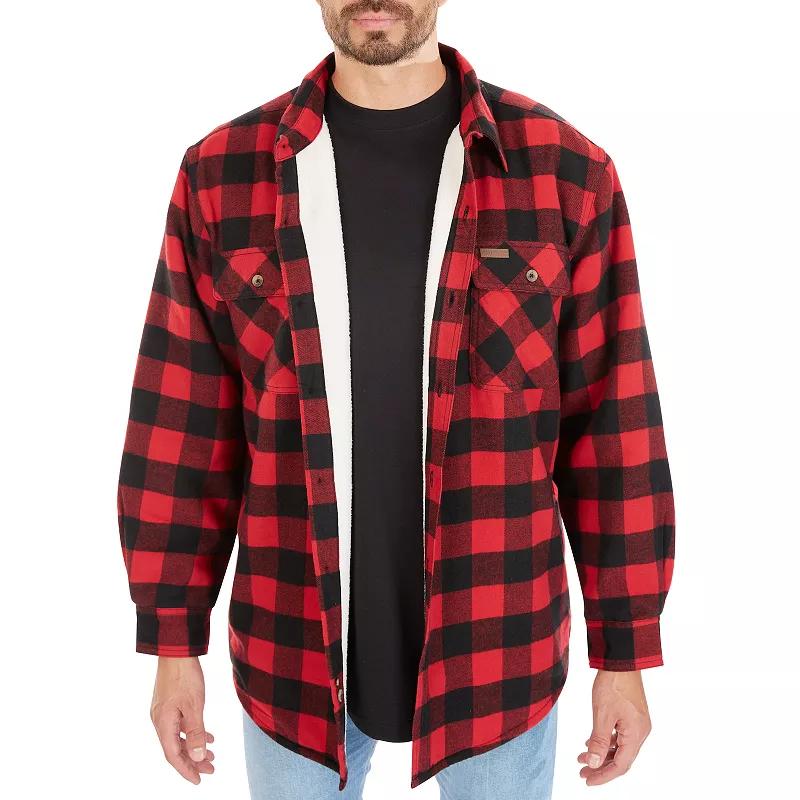 Men's Smith's Workwear Plaid Sherpa-Lined Cotton Flannel Shirt Jacket,  Product Image