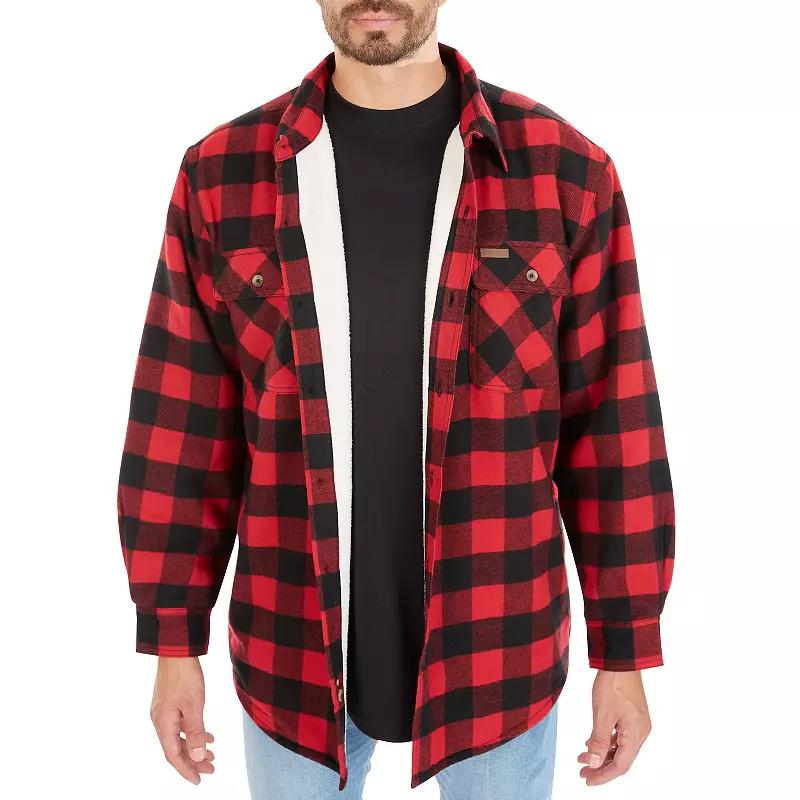 Men's Smith's Workwear Plaid Sherpa-Lined Cotton Flannel Shirt Jacket,  Product Image