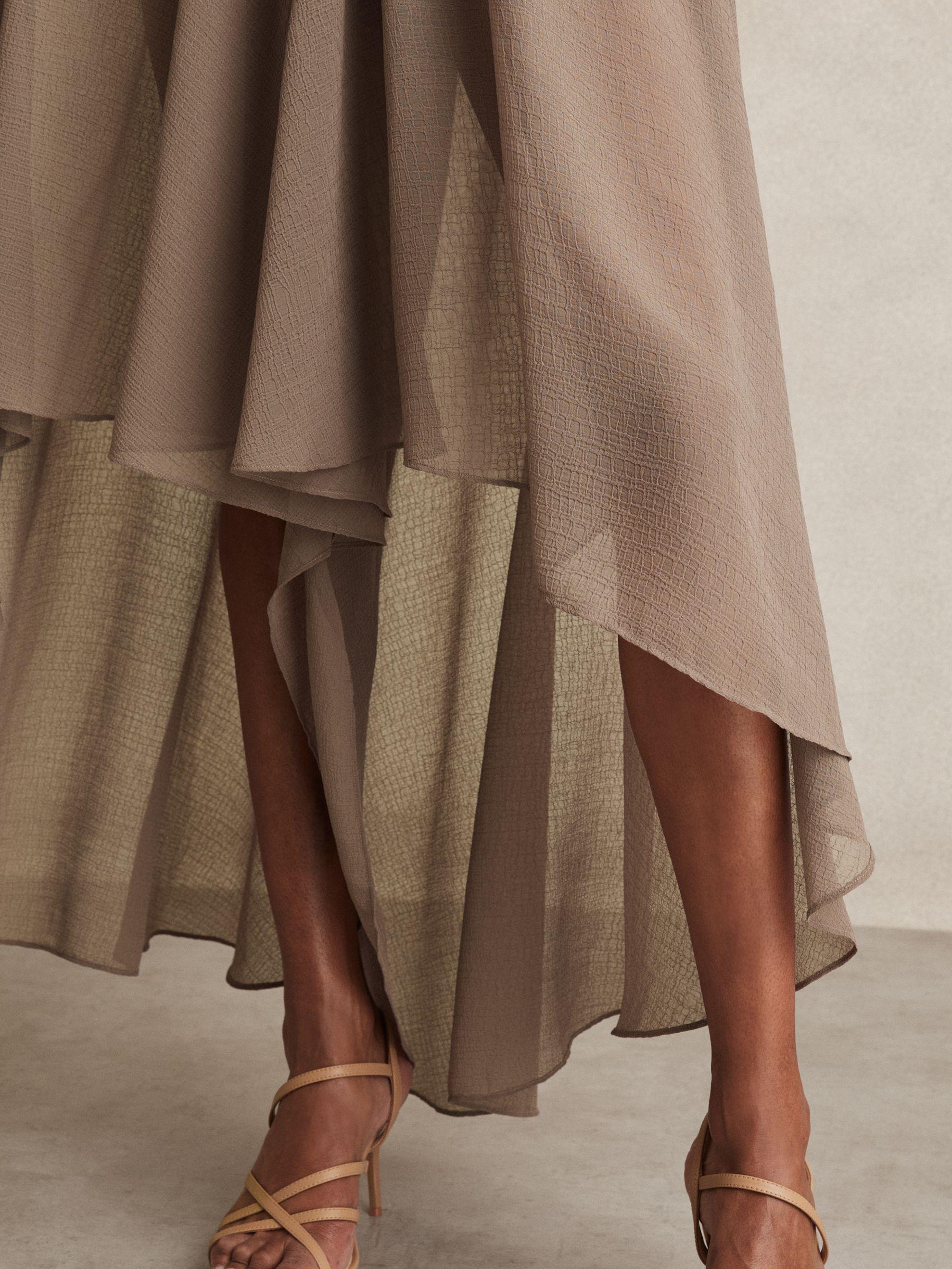 Sheer-Overlay High-Low Shorts in Mink Neutral Product Image