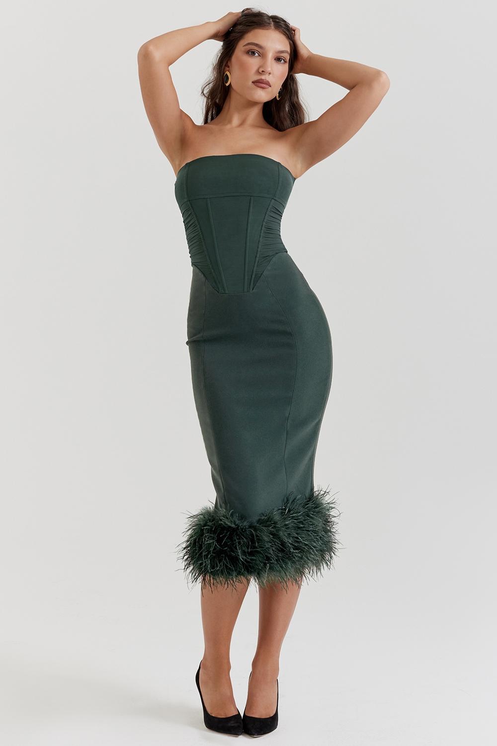 Fionula  emerald green strapless corset dress Product Image