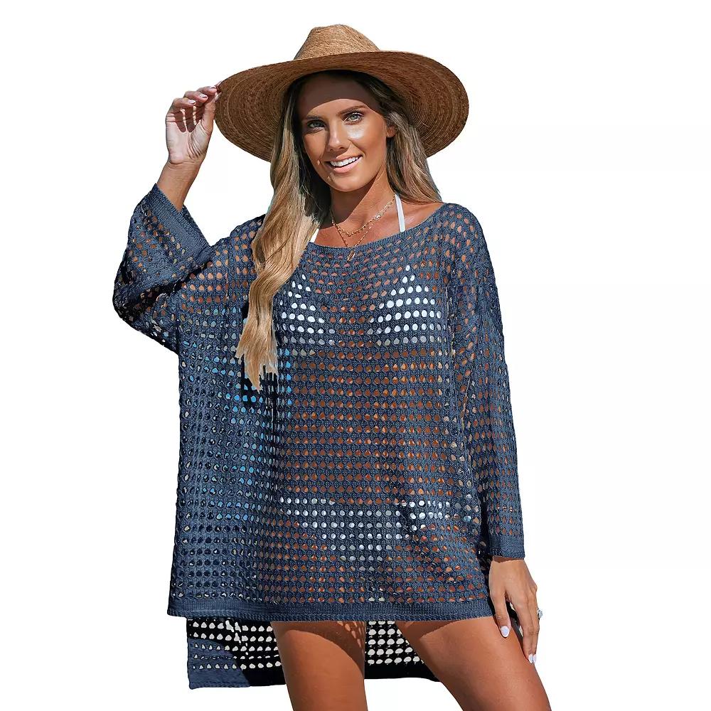 Women's Cupshe Royal Blue Long Sleeve Cutout Mini Cover-Up Dress, Size: XL Product Image