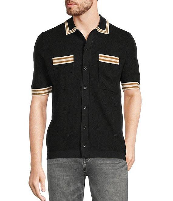 Murano Snit Short Sleeve Textured Coat Front Shirt Product Image