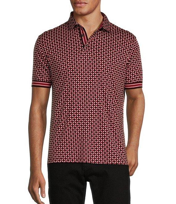 Murano Liquid Luxury Slim Fit Geo Pattern Short Sleeve Polo Shirt Product Image