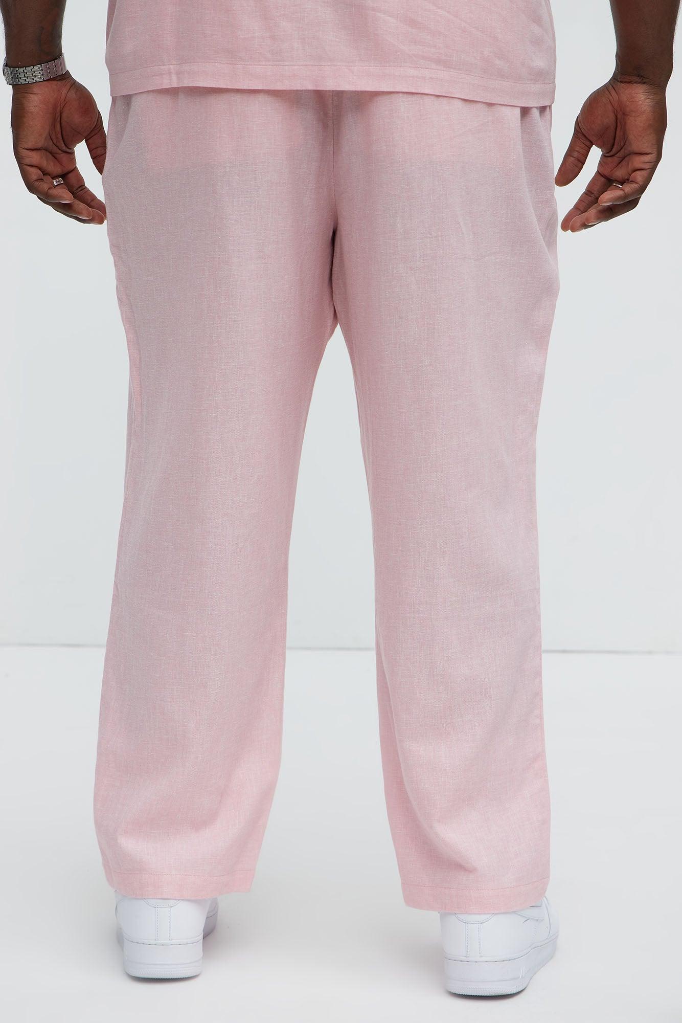 Bahamas Straight Linen Pants - Pink Product Image