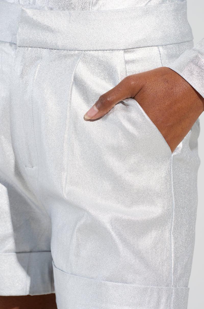 MISS INDEPENDENT METALLIC SHORT IN SILVER Product Image