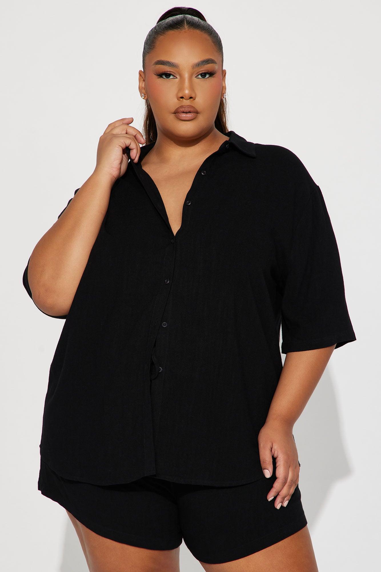 No Secrets Linen Short Set - Black Product Image