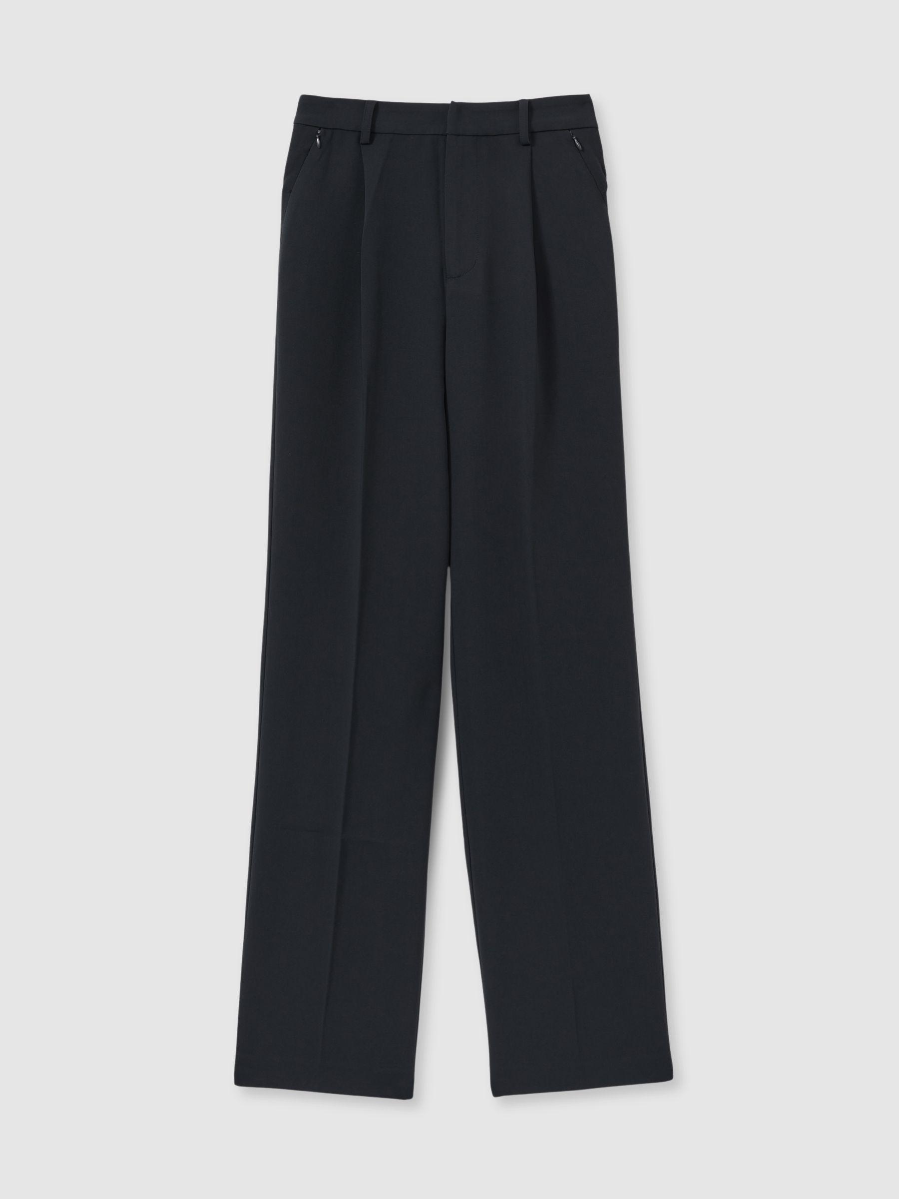 Good American High Rise Pleat Front Trousers in Navy Product Image