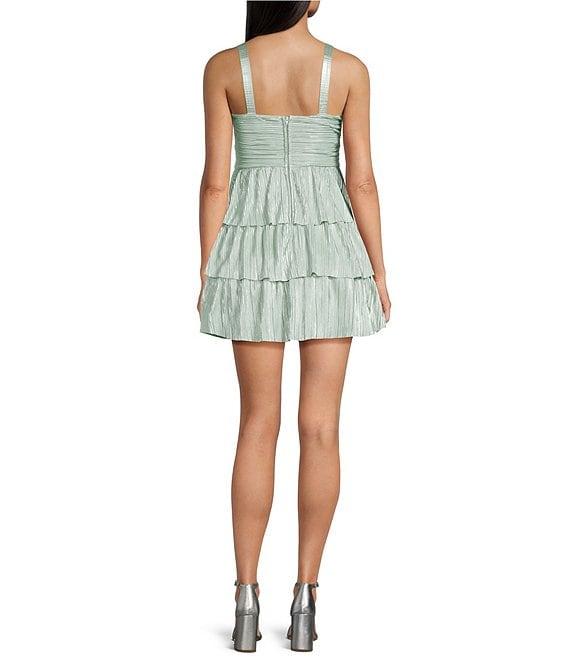 Honey and Rosie Sweetheart Neck Sleeveless Pleated A-Line Dress Product Image