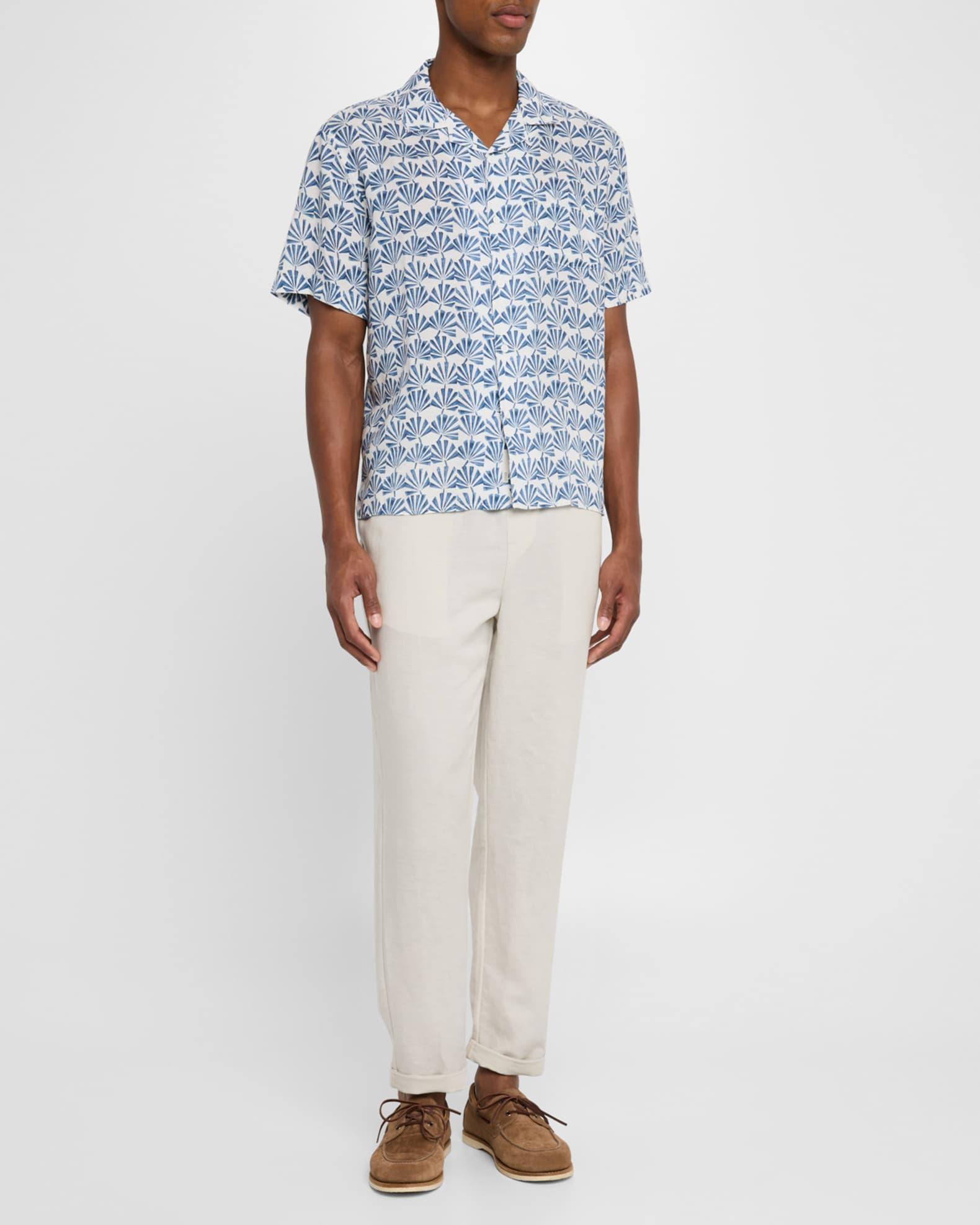 Men's Air Linen Geometric Palms Camp Shirt Product Image