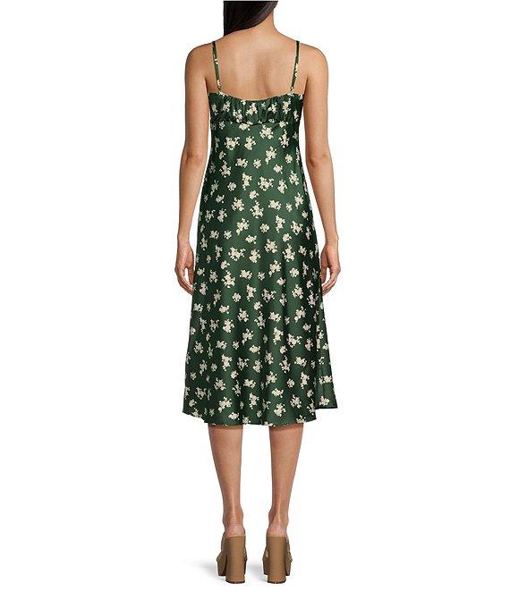 B. Darlin Spaghetti Strap Ditsy Floral Printed Satin Midi Dress Product Image