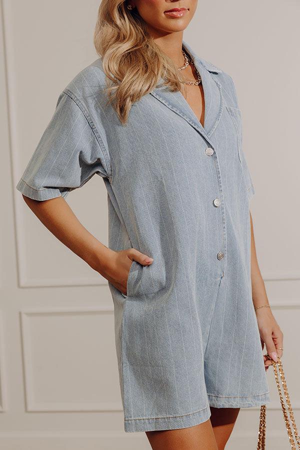 Heart On The Line Denim Romper Product Image