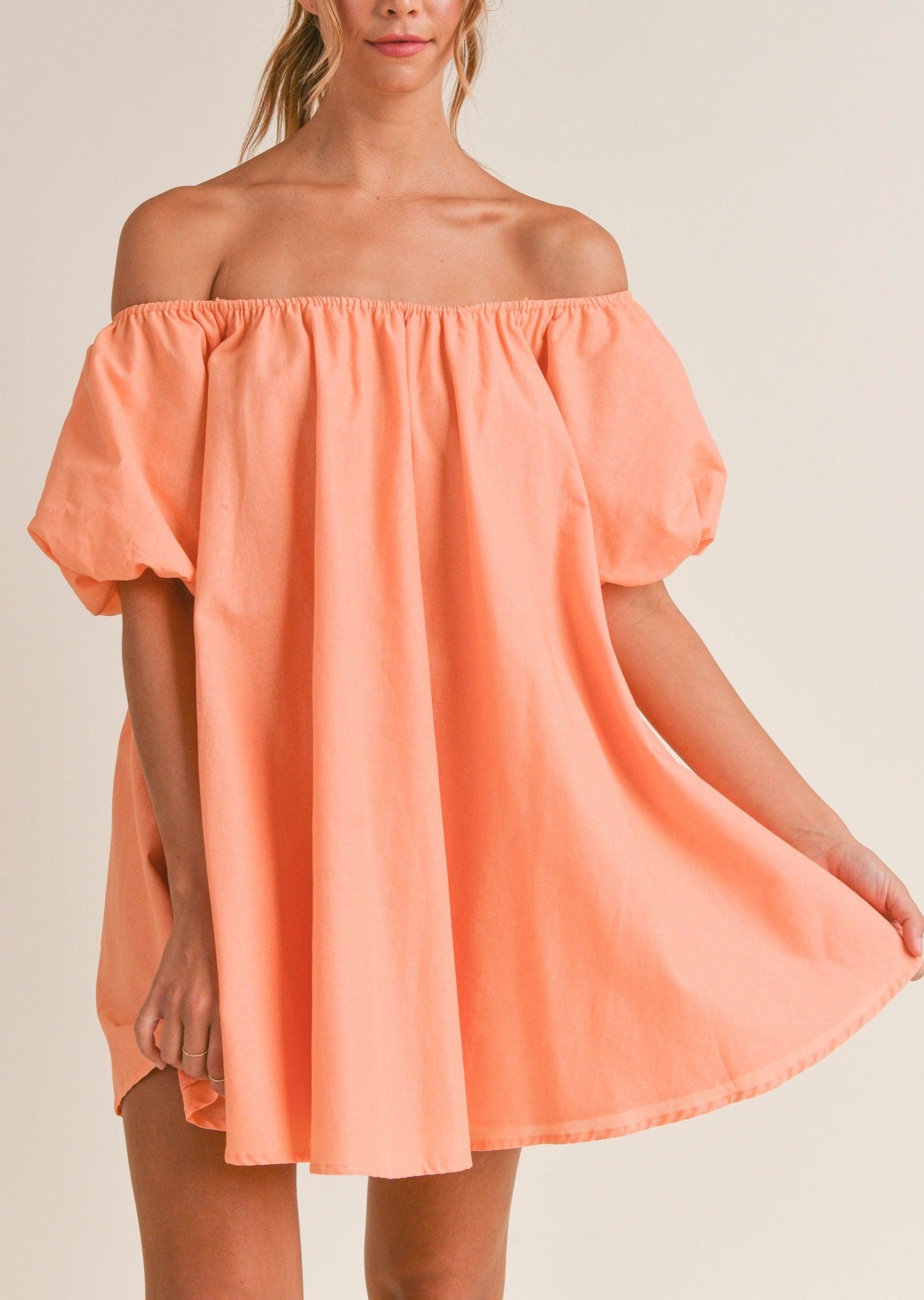 Off Shoulder Puff Sleeve Mini Dress Product Image