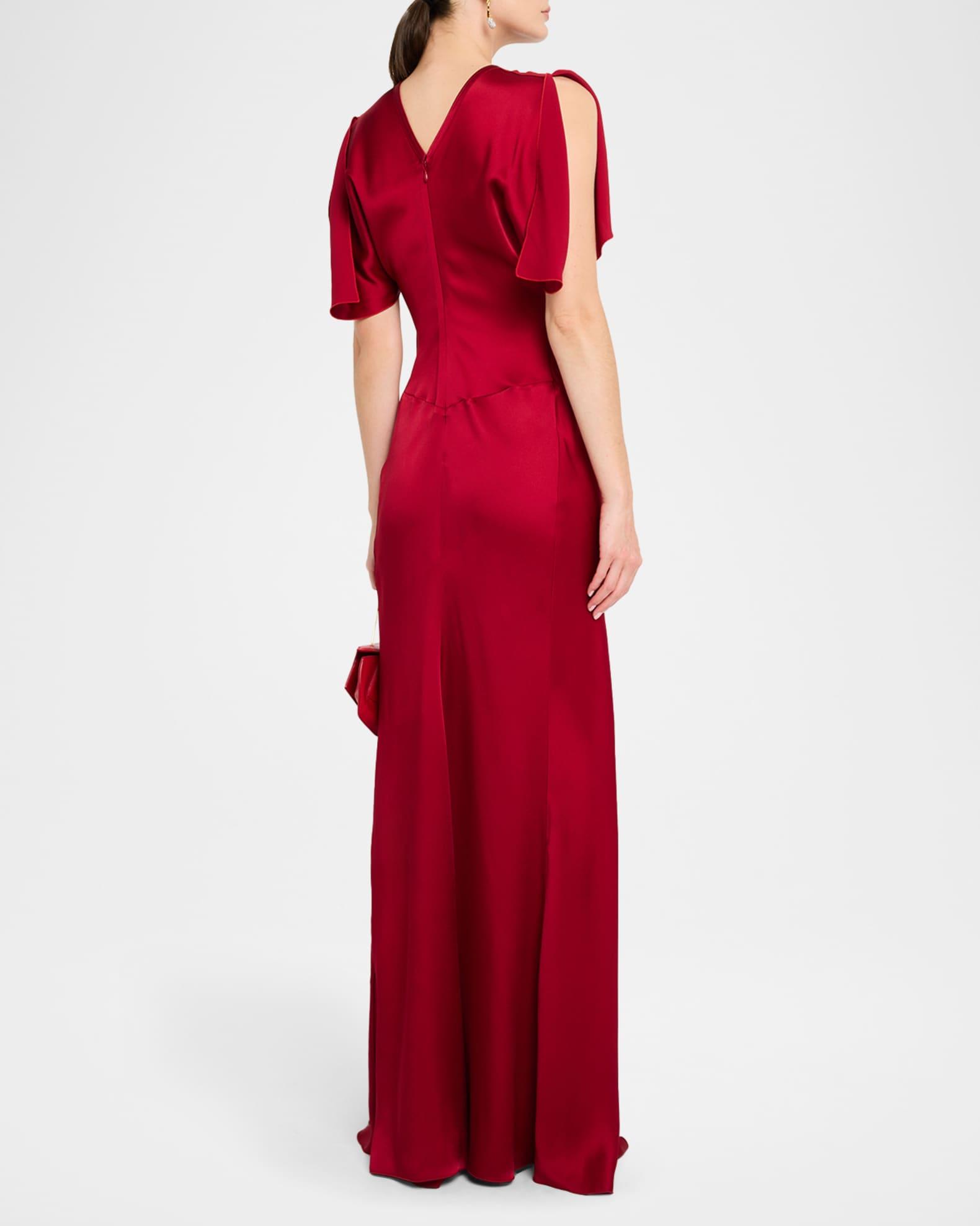 Gathered Waist Satin Gown Product Image