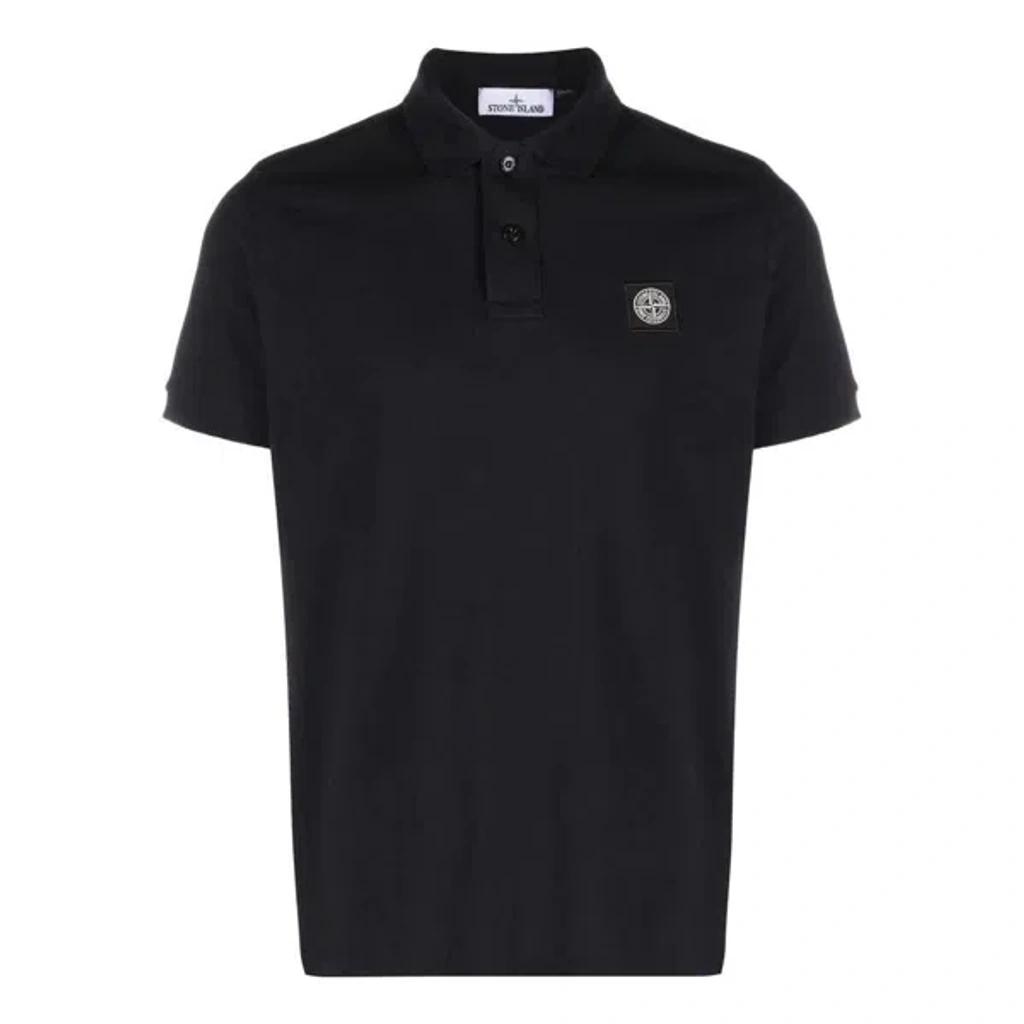 STONE ISLAND Mens Black Brand-patch Regular-fit Stretch-cotton Polo Shirt Xl Product Image