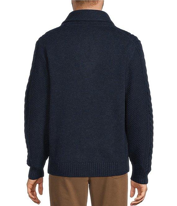 Roundtree & Yorke Long Sleeve Cable Knit Shawl Collar Wool Blend Cardigan Product Image