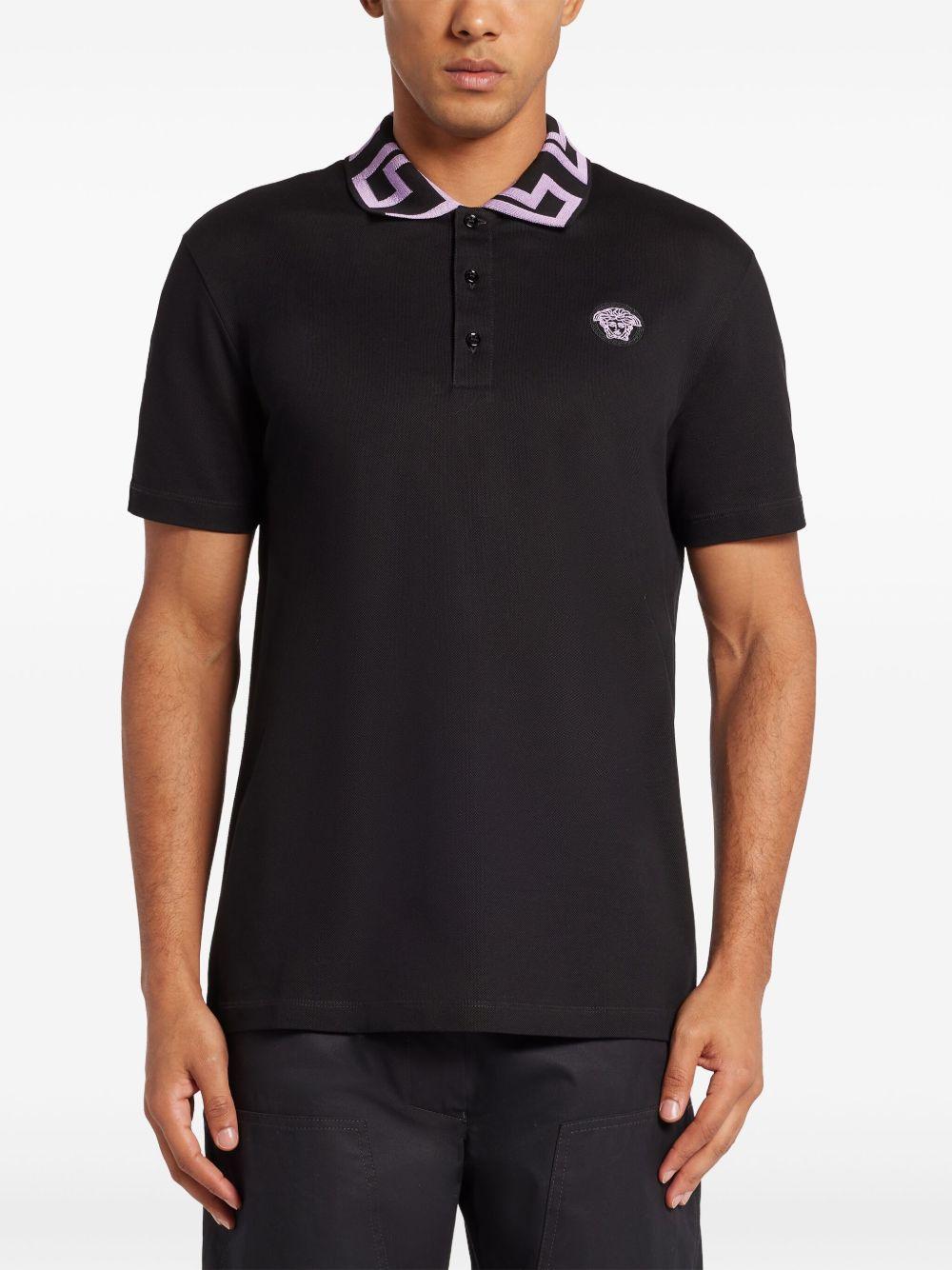 Medusa-embroidered polo shirt Product Image