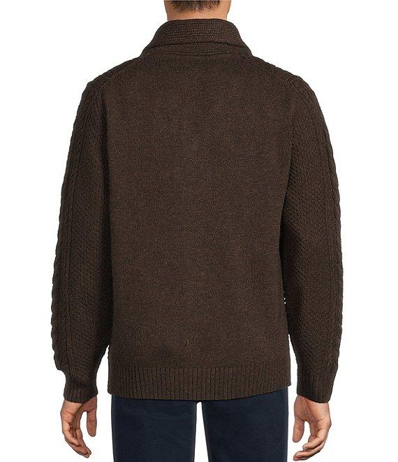 Roundtree & Yorke Long Sleeve Cable Knit Shawl Collar Wool Blend Cardigan Product Image