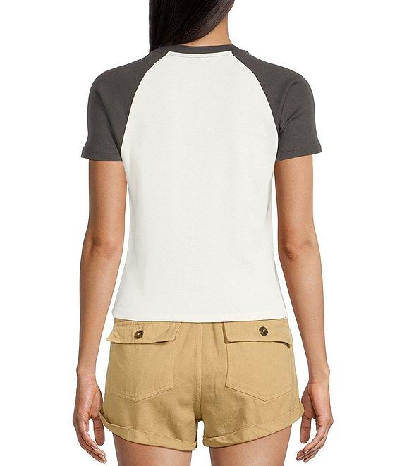 Salty Tailgate Raglan Short Sleeve Cropped Graphic T-Shirt Product Image