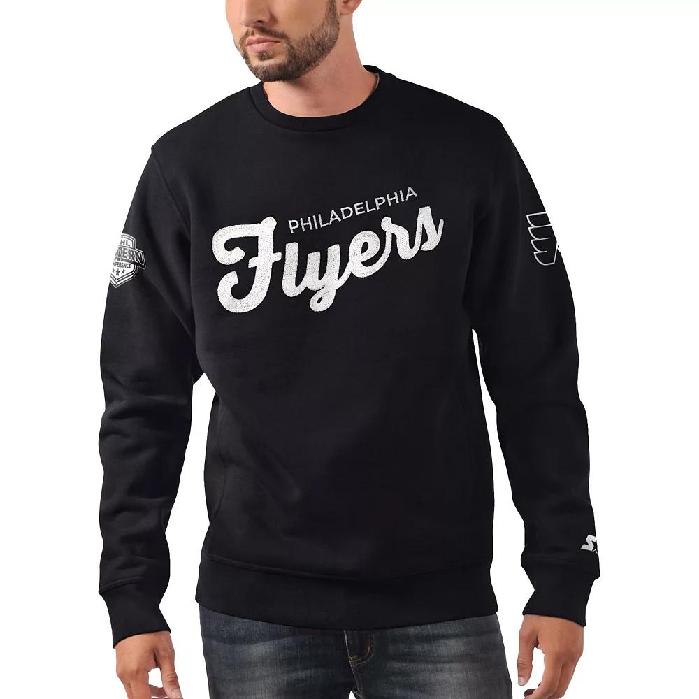 Men's Starter x NHL Black Ice Black Philadelphia Flyers Cross Check Pullover Sweatshirt,  Product Image