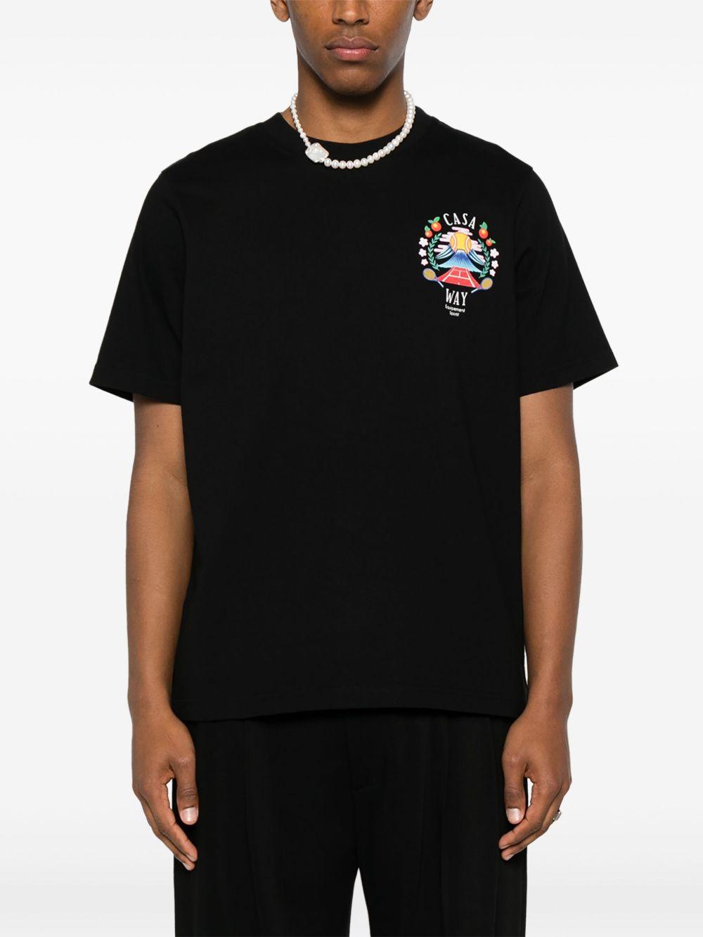 CASABLANCA Mens Casa Way Mountain Brand-print Cotton-jersey T-shirt In Black Product Image