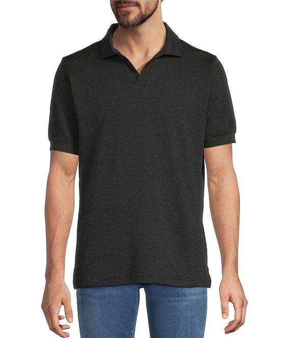 Hart Schaffner Marx Short Sleeve Johnny Collar Textured Polo Product Image