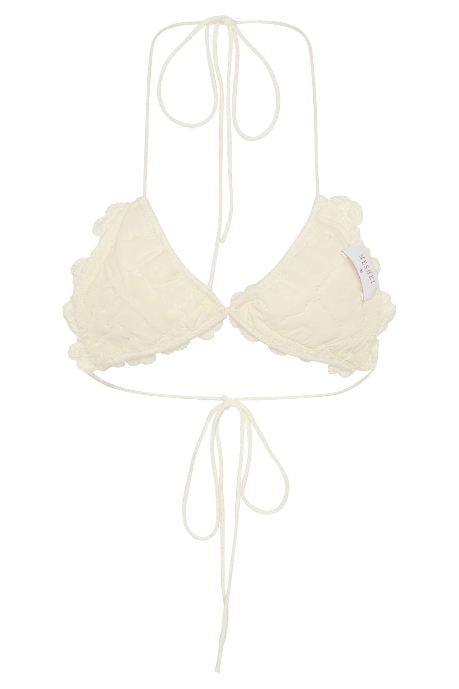 Aesha Floral Crochet Bikini Top - Ivory Product Image
