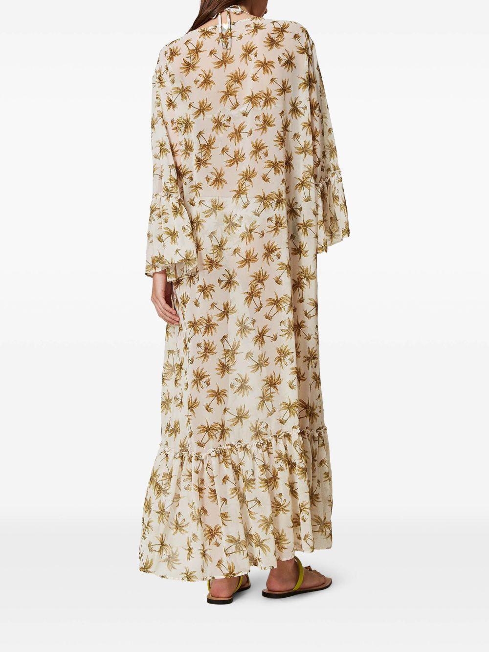 palm tree-print georgette dress Product Image