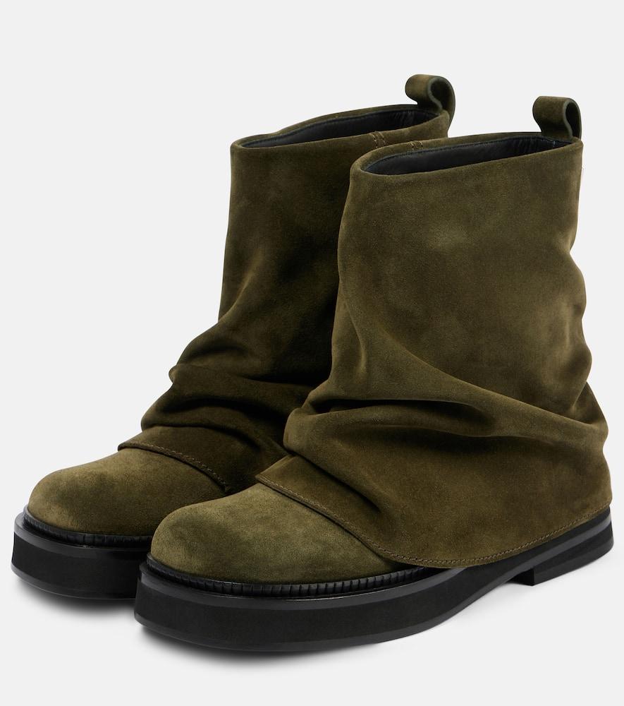 ATTICO Leather Ankle Pull Tab Combat Boots In Green Product Image