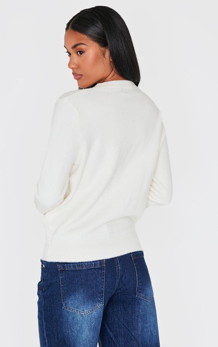 Cream Soft Knit Button Up Cardigan Product Image