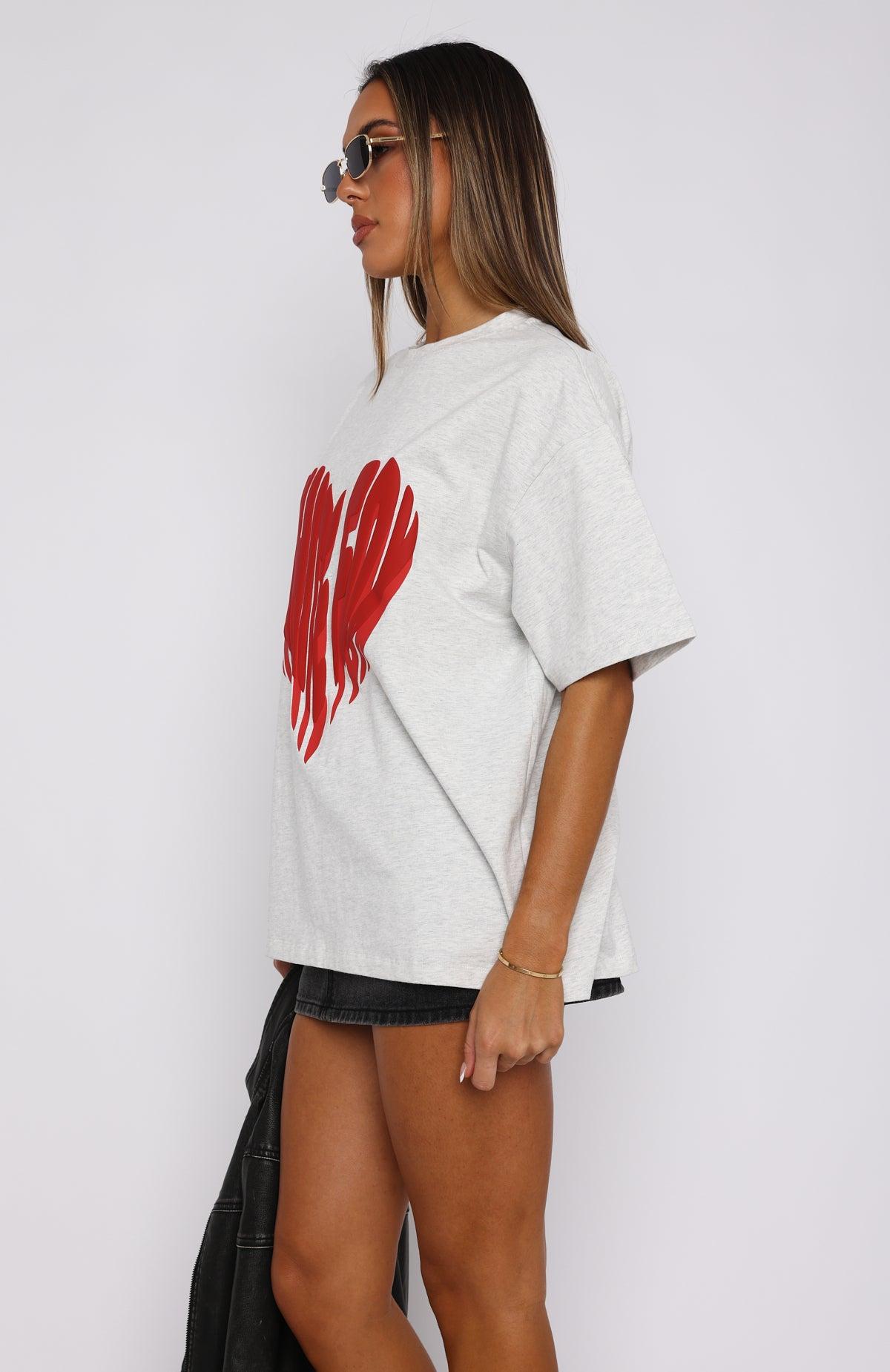 Love Burst Oversized Tee Grey Marle Product Image