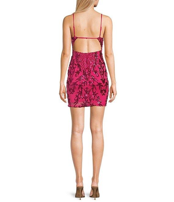 Midnight Doll Pattern Sequin Open Back Dress Product Image