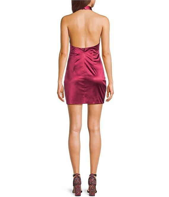 GB Social Halter Neck Satin Mini Dress Product Image