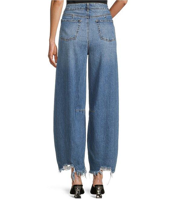 GB Frayed Hem Cropped Barrel Jeans Product Image
