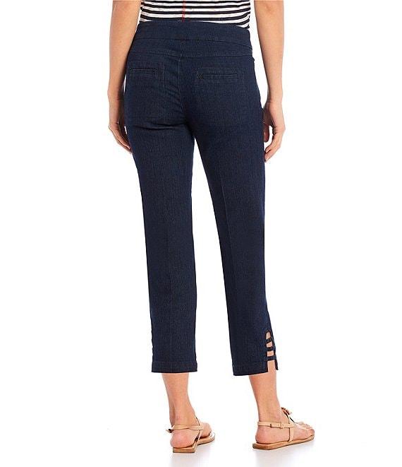 Slimsation® by Multiples Straight Ladder Hem Pull-On Twill Cropped Denim Pants Product Image