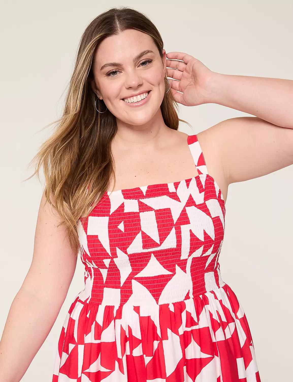 Smocked-Bodice Midi Dress Product Image