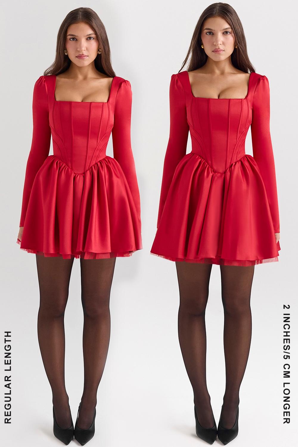 Nina  holly red removable bow tulle mini dress - sale Product Image