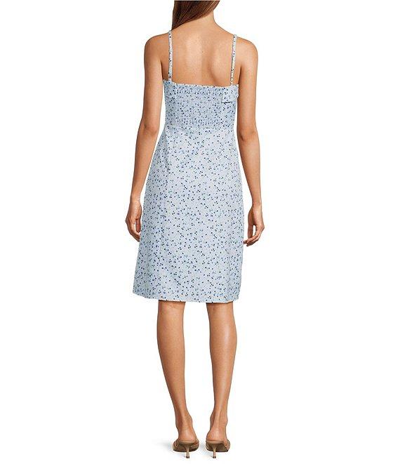 French Connection Echo Floral Print Straight Neck Sleeveless Crepe Dress Product Image