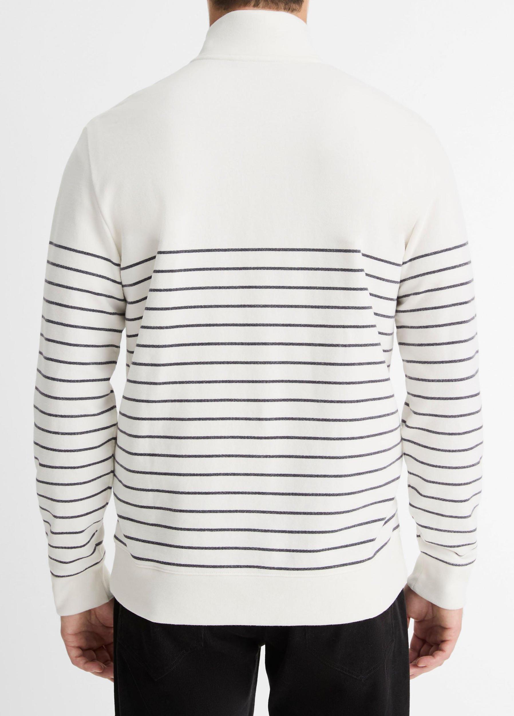 Striped Sueded Cotton Quarter-Zip Pullover Product Image